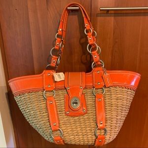 COACH limited edition straw bag XL basket tote NWT